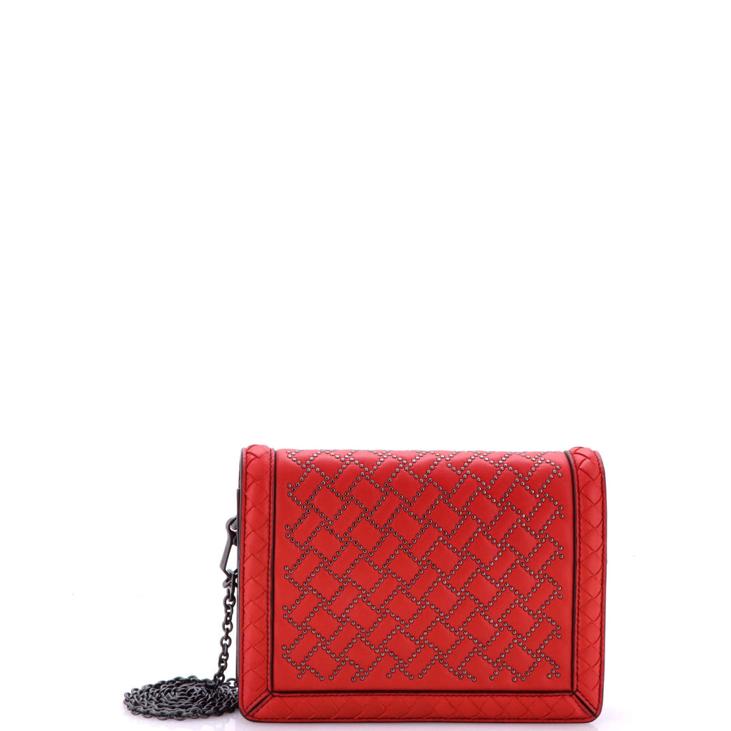Montebello Flap Bag Studded Leather with Intrecciato Detail Mini