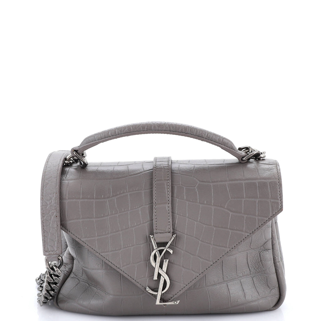 Classic Monogram College Bag Crocodile Embossed Leather Medium