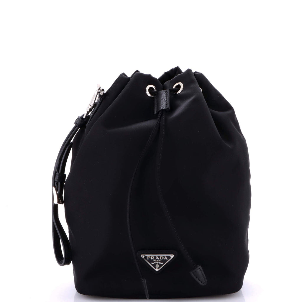 Drawstring Wristlet Bucket Bag Tessuto Small