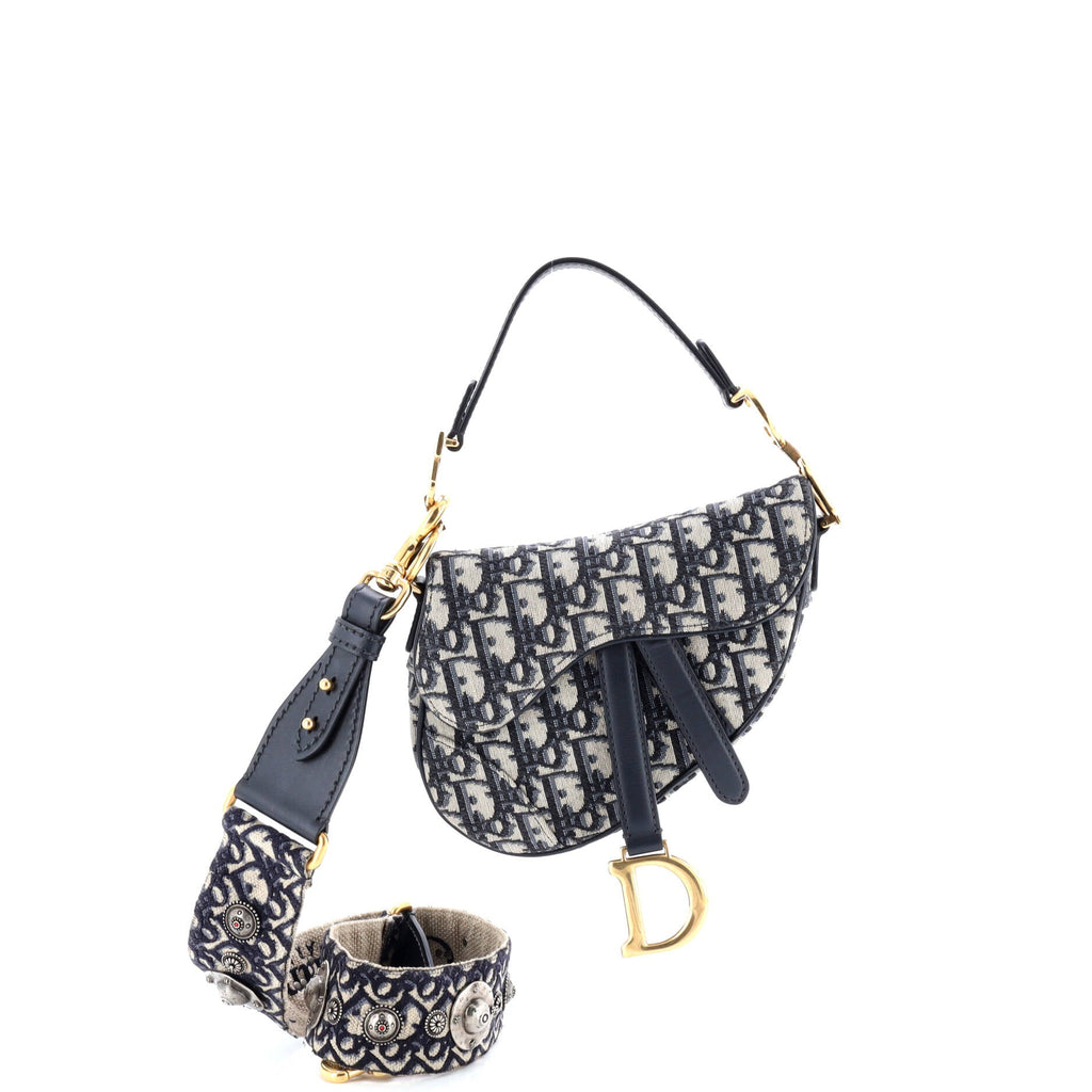 Saddle Handbag with Strap Oblique Canvas Mini