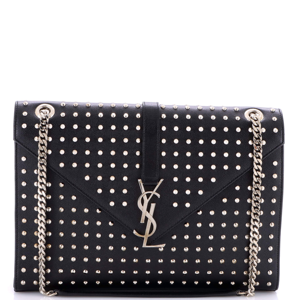 Classic Monogram Envelope Satchel Studded Leather Large