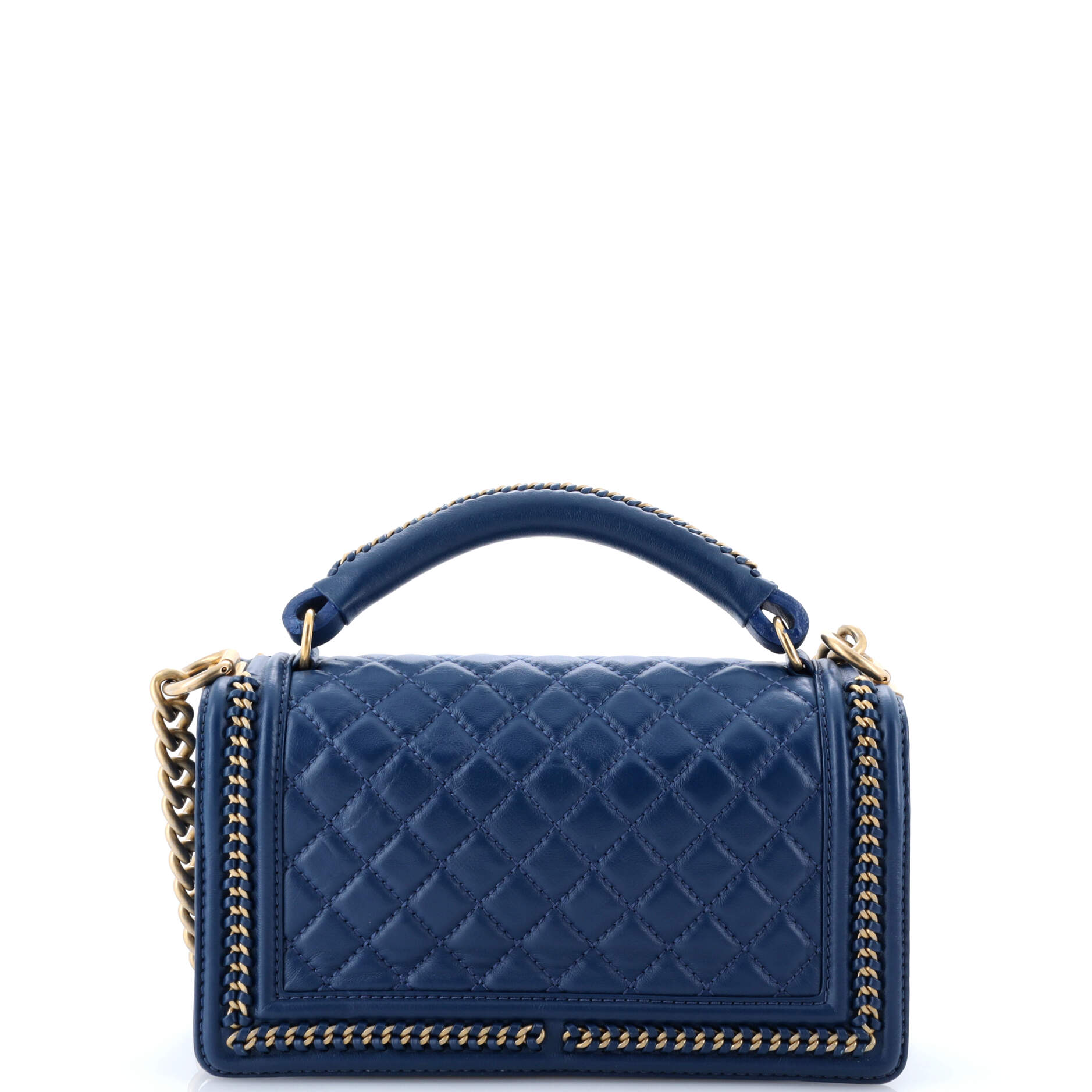 Chain Handle Boy Flap Bag Quilted Calfskin Old Medium