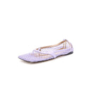 Women's Chain Stretch Ballerina Flats Mesh and Leather