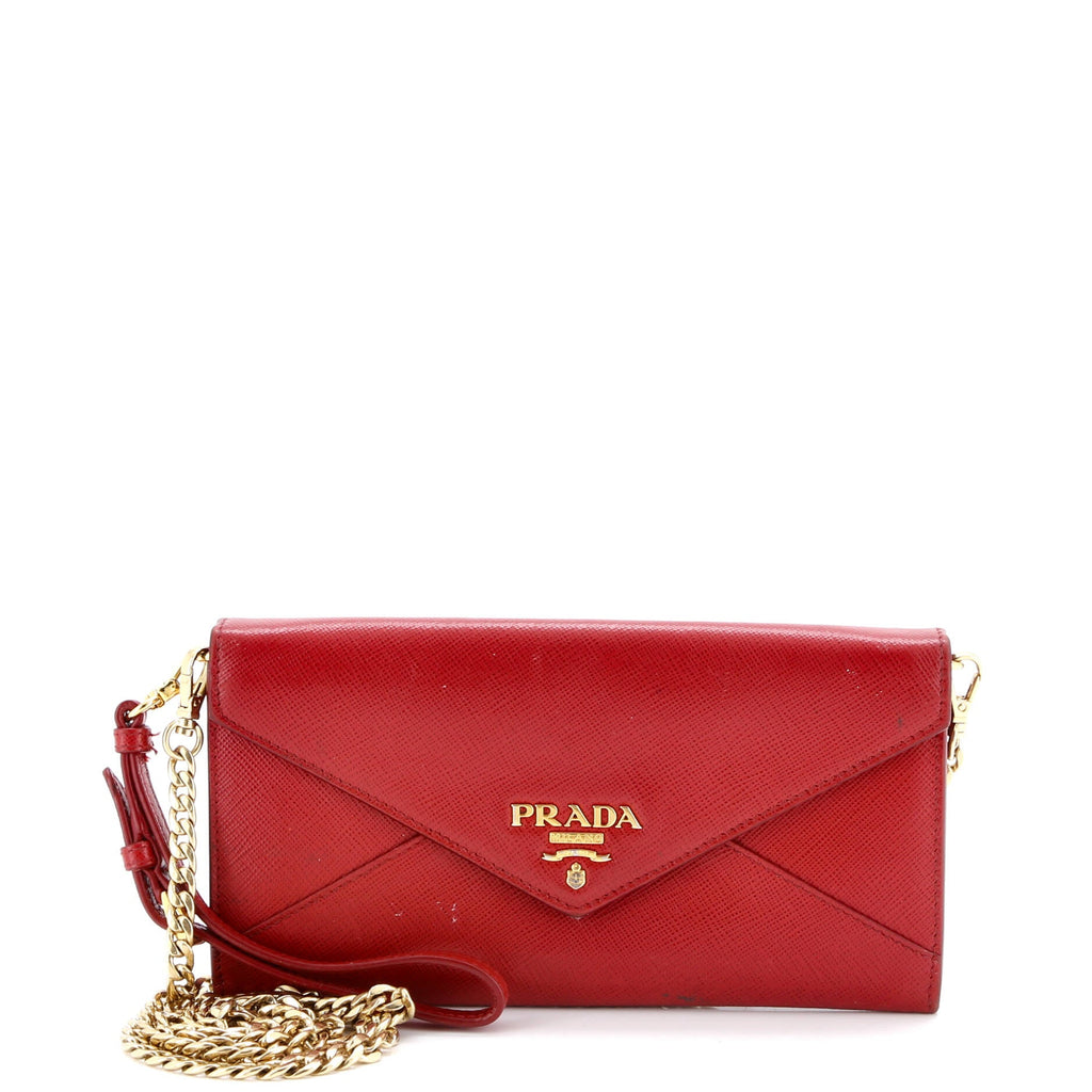 Envelope Wallet on Chain Saffiano Leather