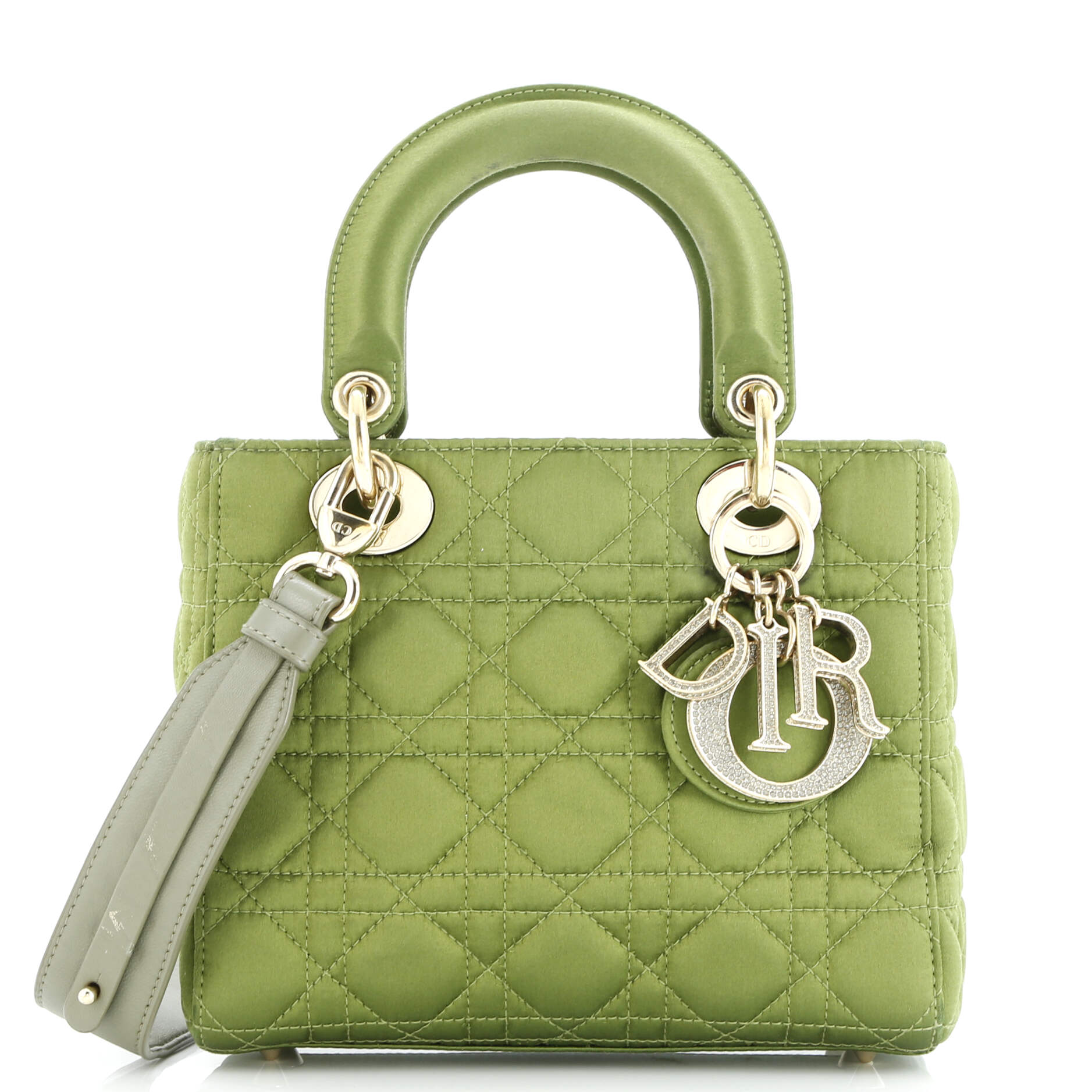My ABCDior Lady Dior Bag Cannage Quilt Satin with Crystal Charms
