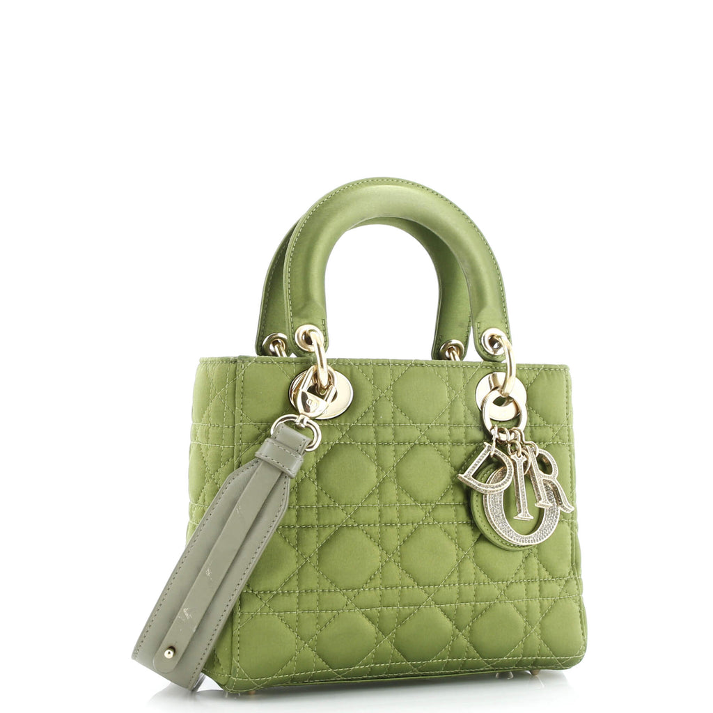 My ABCDior Lady Dior Bag Cannage Quilt Satin with Crystal Charms