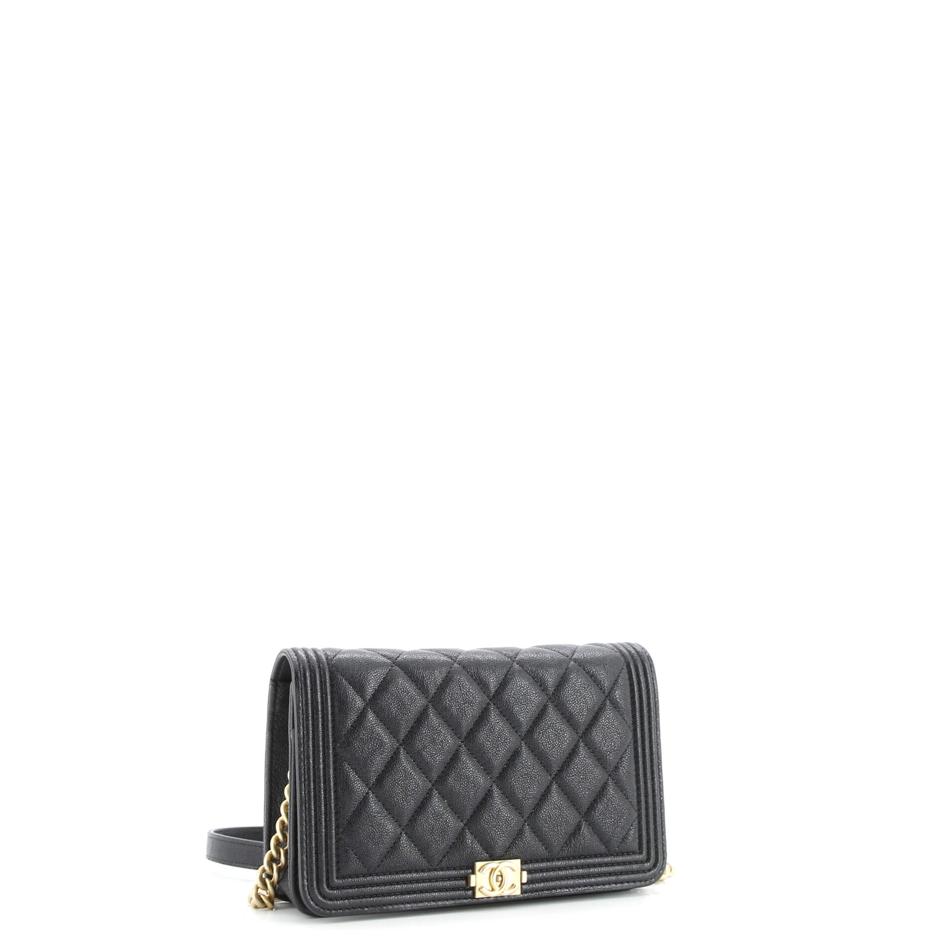 Boy Wallet on Chain Quilted Caviar