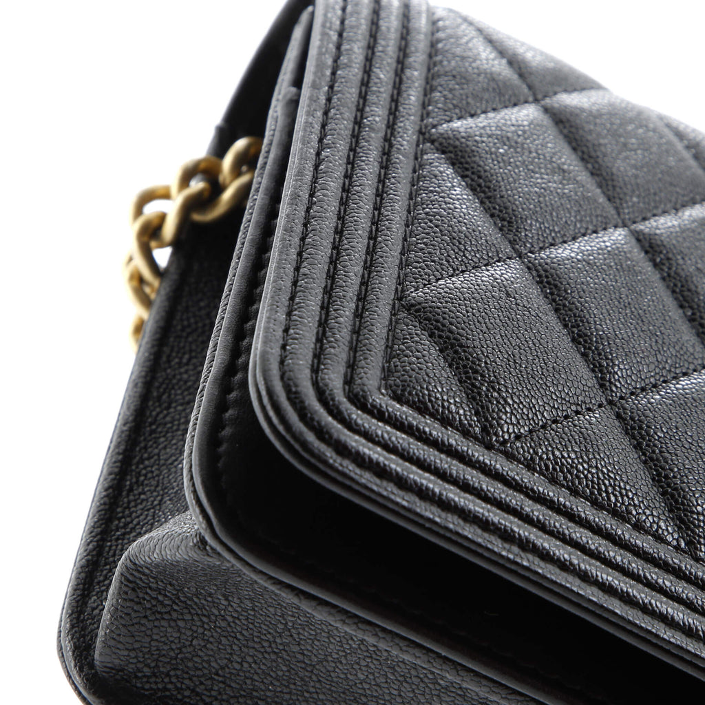 Boy Wallet on Chain Quilted Caviar