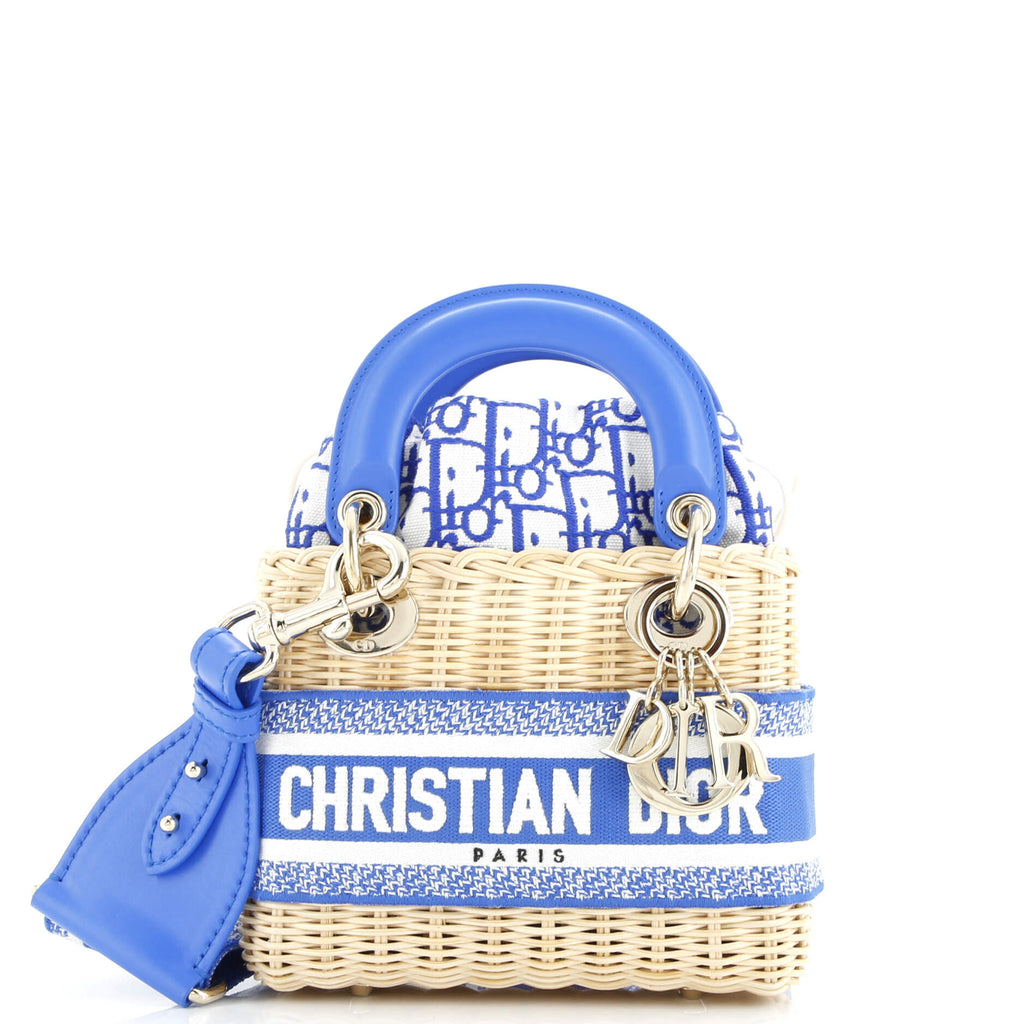 Lady Dior Bag Wicker and Oblique Canvas Mini