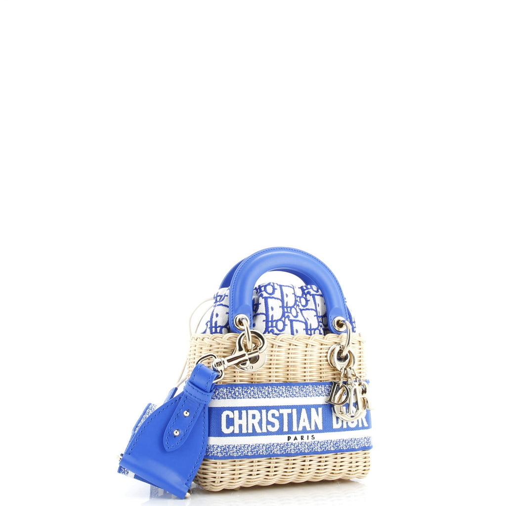 Lady Dior Bag Wicker and Oblique Canvas Mini