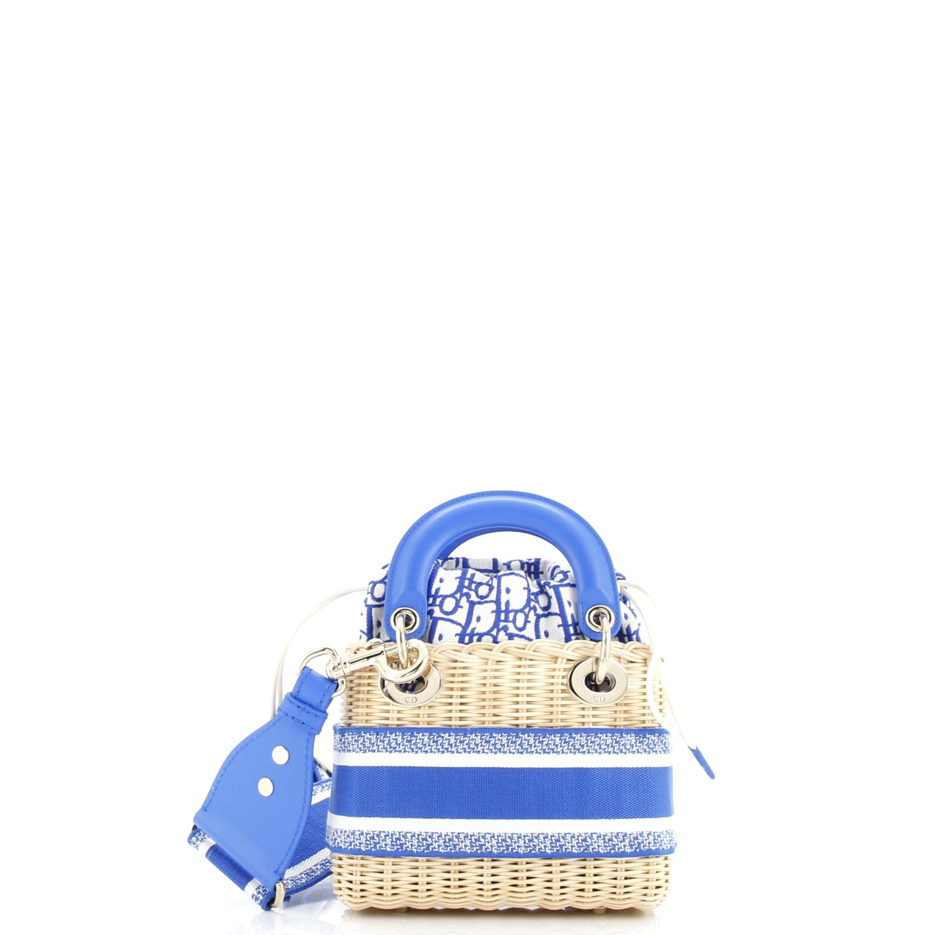 Lady Dior Bag Wicker and Oblique Canvas Mini