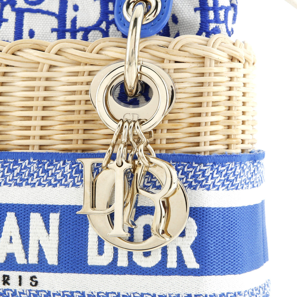 Lady Dior Bag Wicker and Oblique Canvas Mini