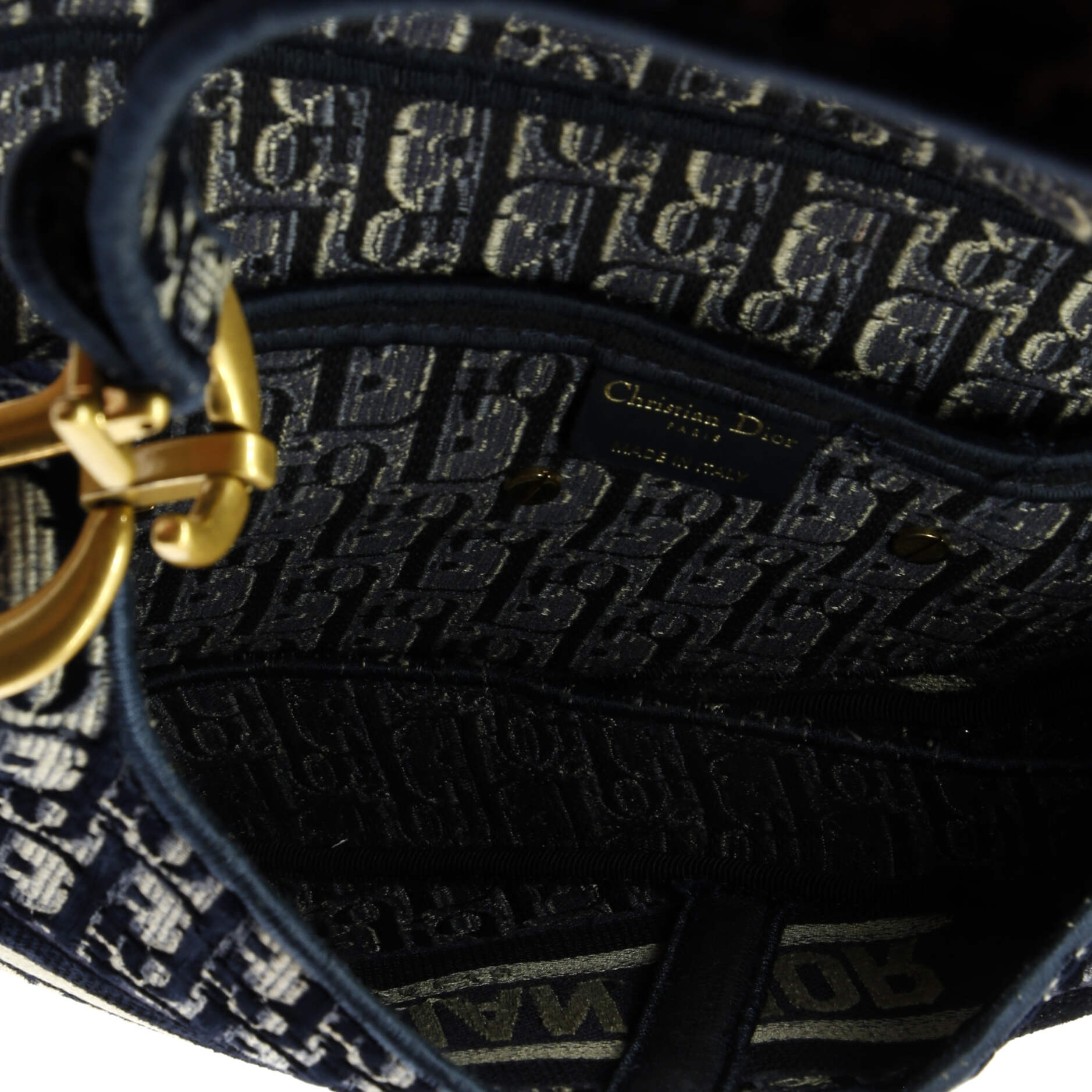 Saddle Handbag Logo Embroidered Oblique Velvet Medium