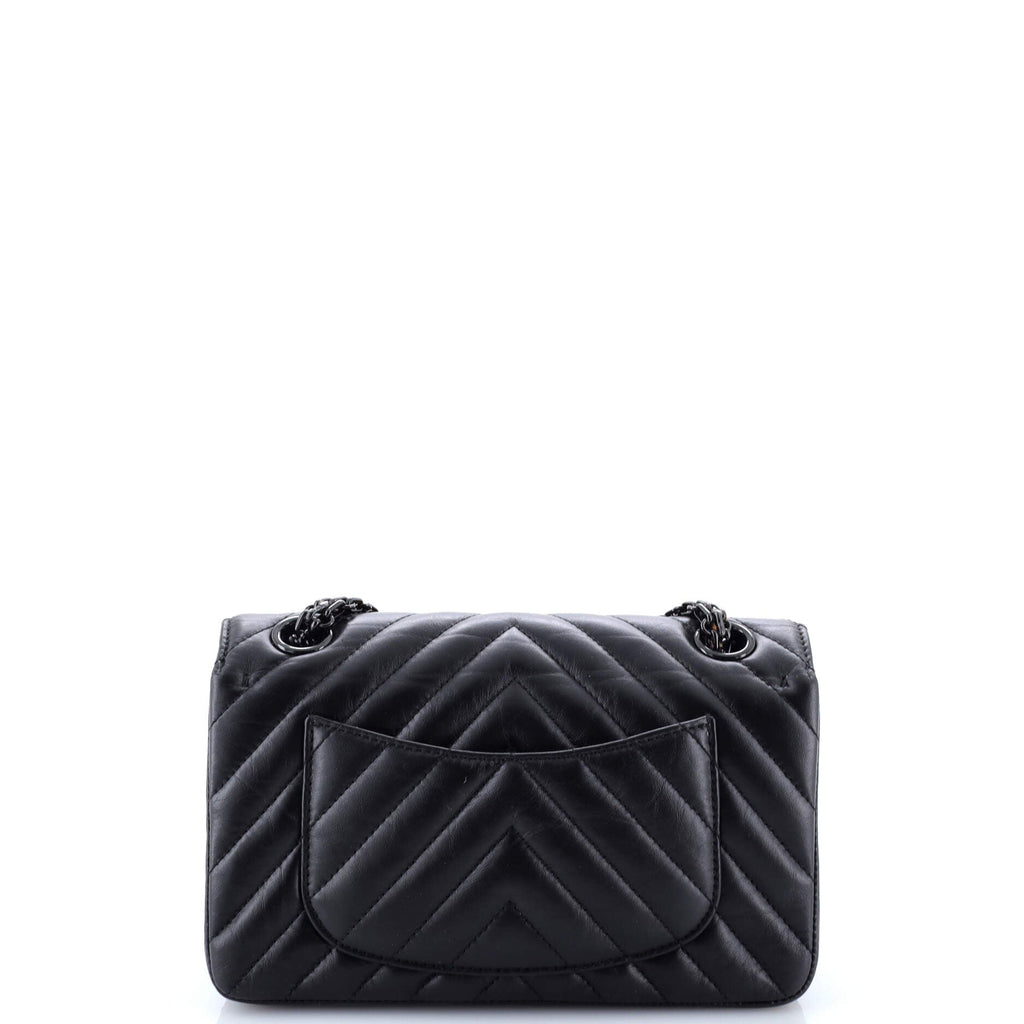 So Black Reissue 2.55 Flap Bag Chevron Aged Calfskin Mini