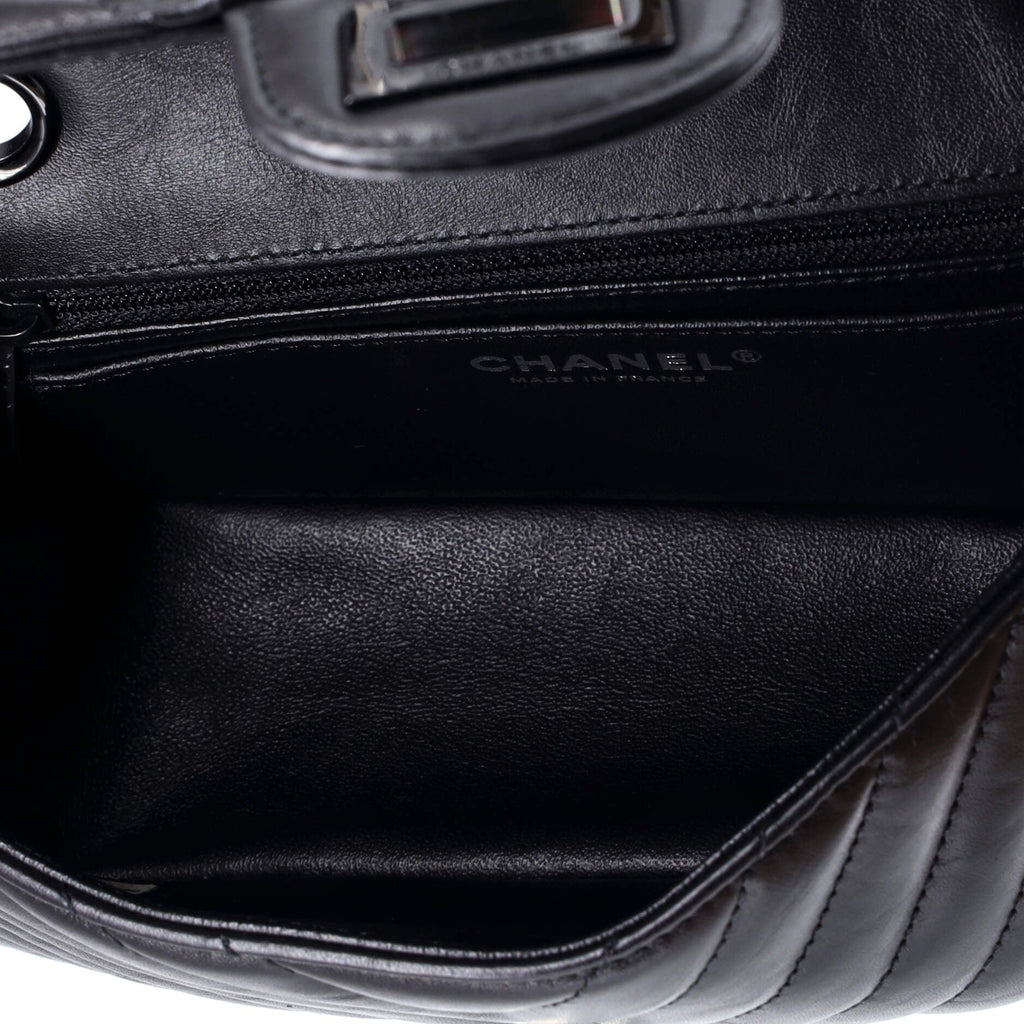 So Black Reissue 2.55 Flap Bag Chevron Aged Calfskin Mini