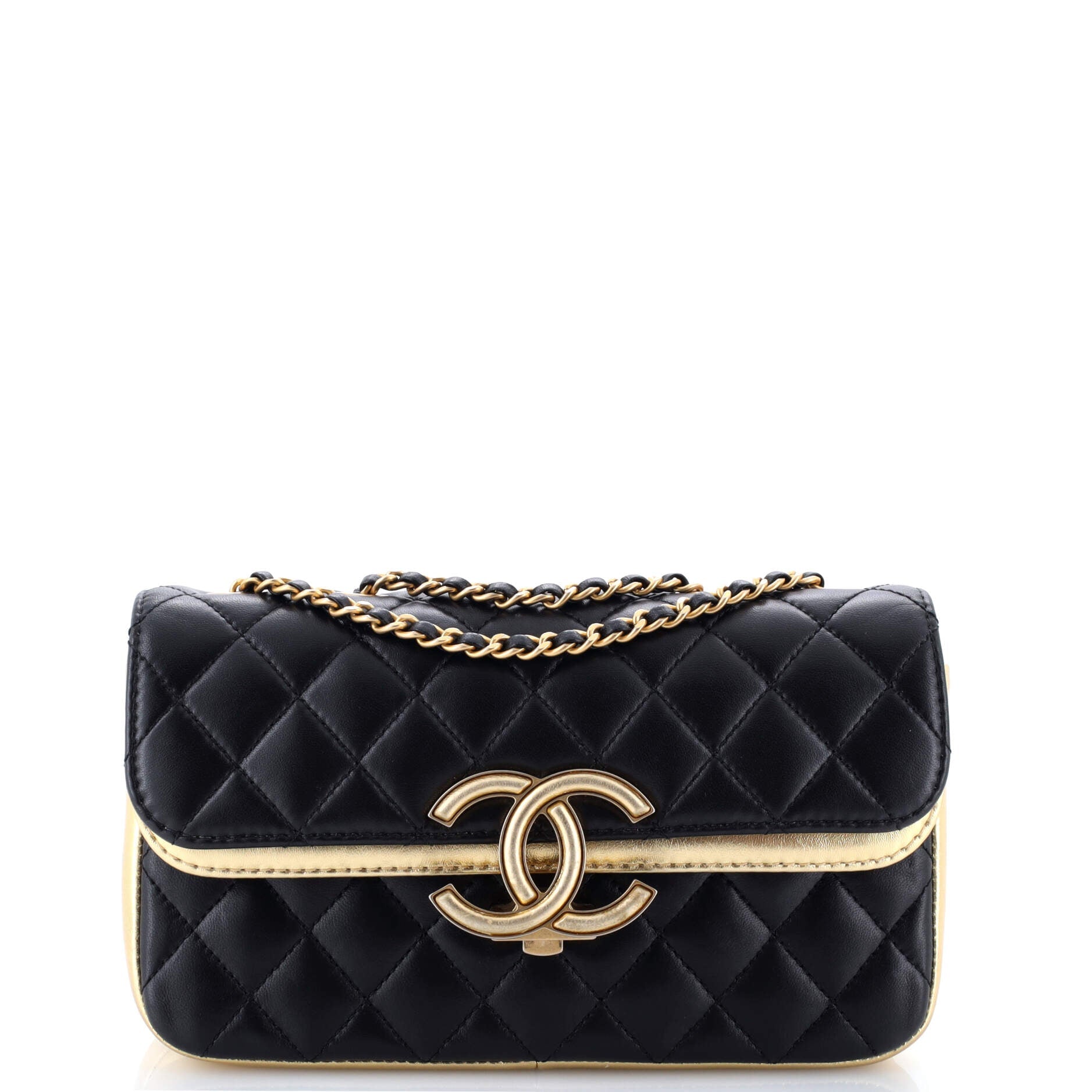 CC Chic Double Flap Bag Quilted Lambskin Small