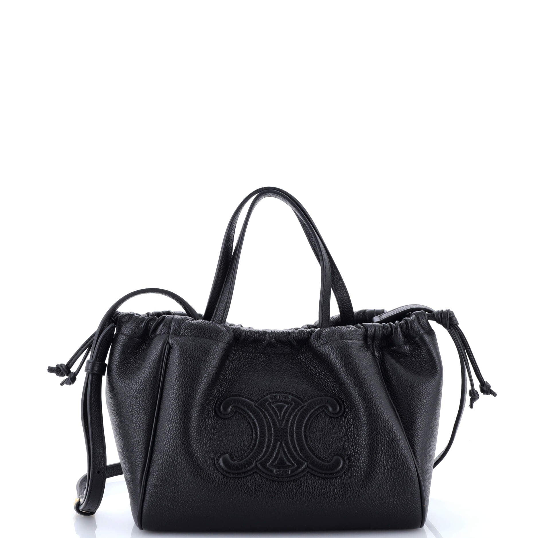 Cuir Triomphe Cabas Drawstring Tote Leather Small