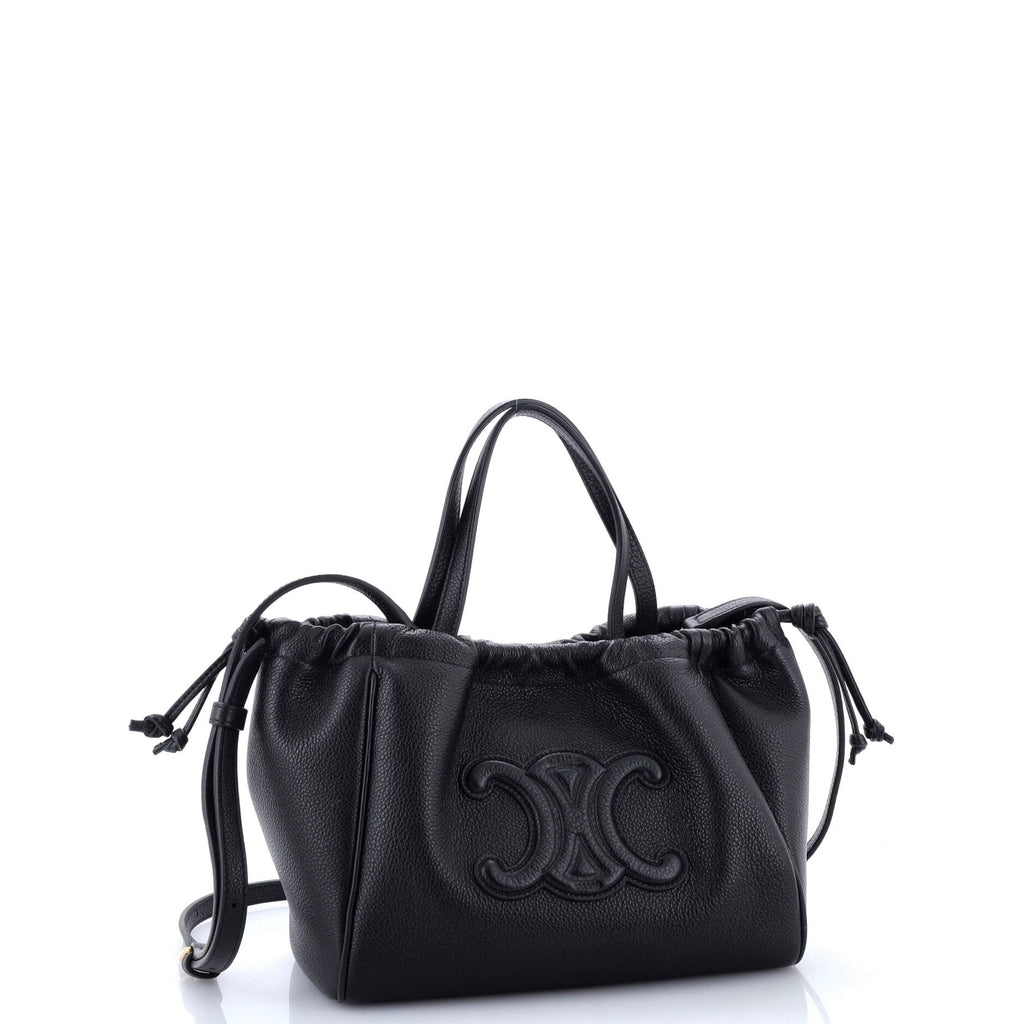 Cuir Triomphe Cabas Drawstring Tote Leather Small