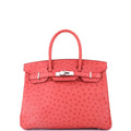 Birkin Handbag Bougainvillier Ostrich with Palladium Hardware 30
