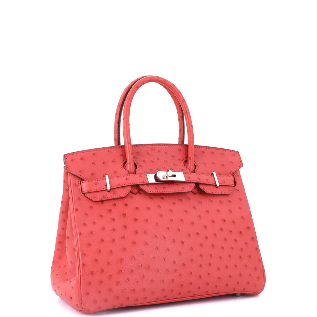 Birkin Handbag Bougainvillier Ostrich with Palladium Hardware 30