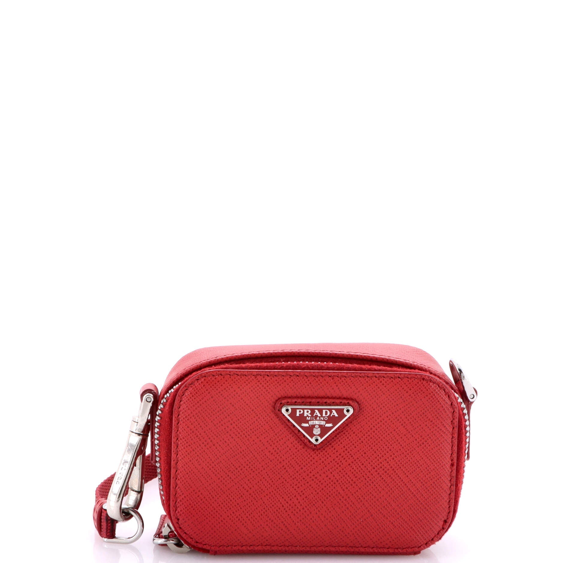 Triangle Logo Pouch Crossbody Bag Saffiano Leather Mini