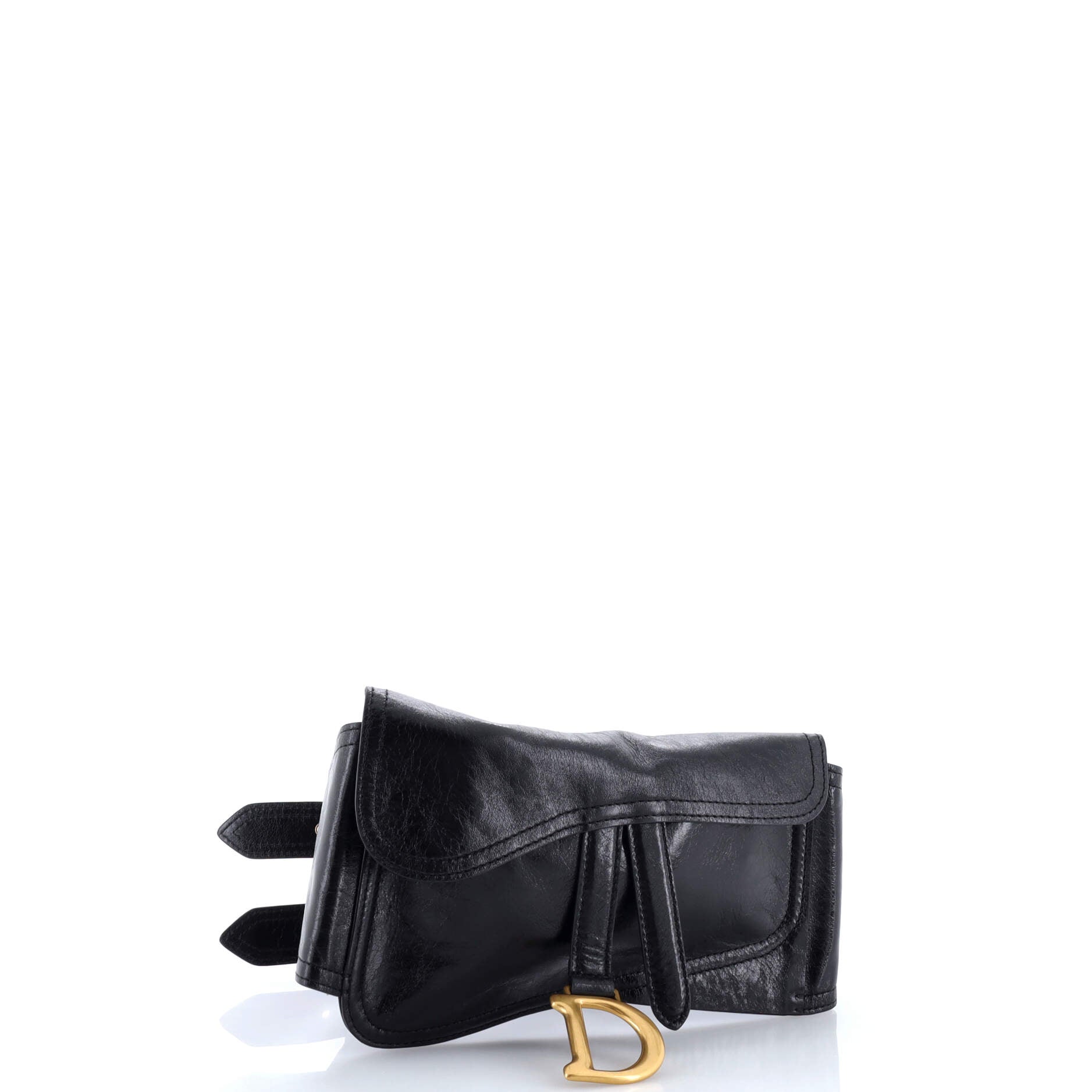 Saddle Double Buckle Belt Bag Leather