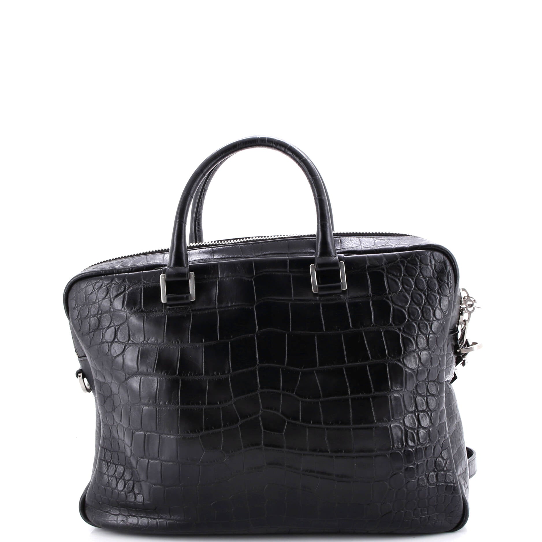 Bold Briefcase Crocodile Embossed Leather
