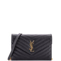 Classic Monogram Wallet on Chain Matelasse Chevron Leather Small