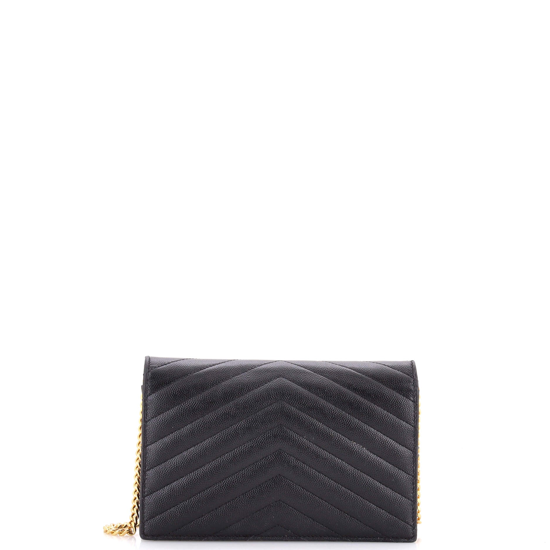 Classic Monogram Wallet on Chain Matelasse Chevron Leather Small