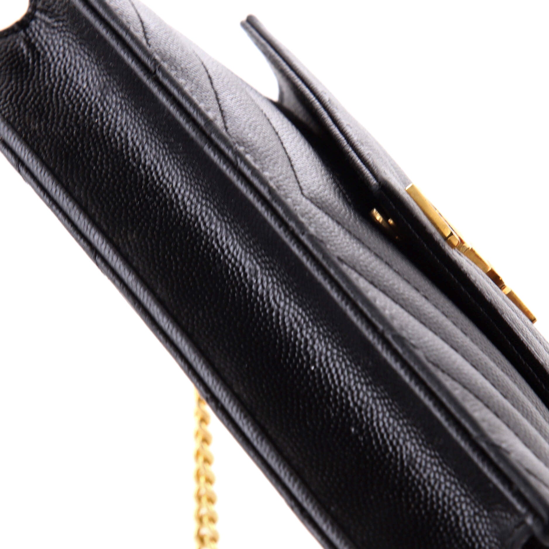 Classic Monogram Wallet on Chain Matelasse Chevron Leather Small