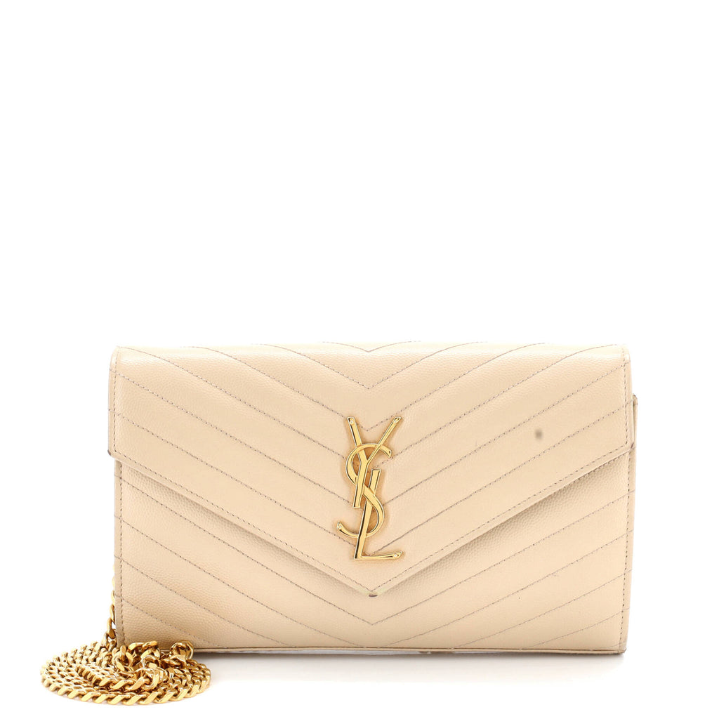 Classic Monogram Wallet on Chain Matelasse Chevron Leather Medium