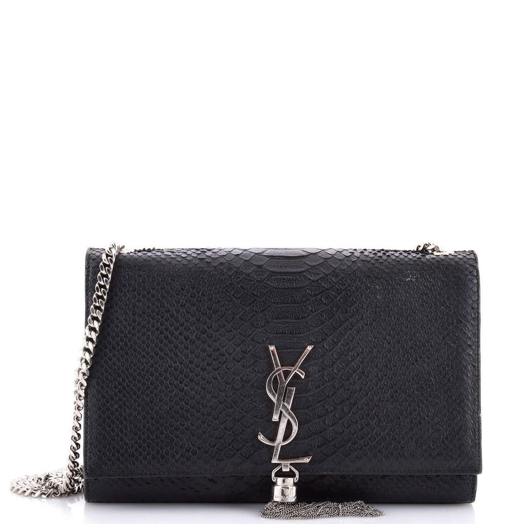 Classic Monogram Tassel Crossbody Bag Python Embossed Leather Medium