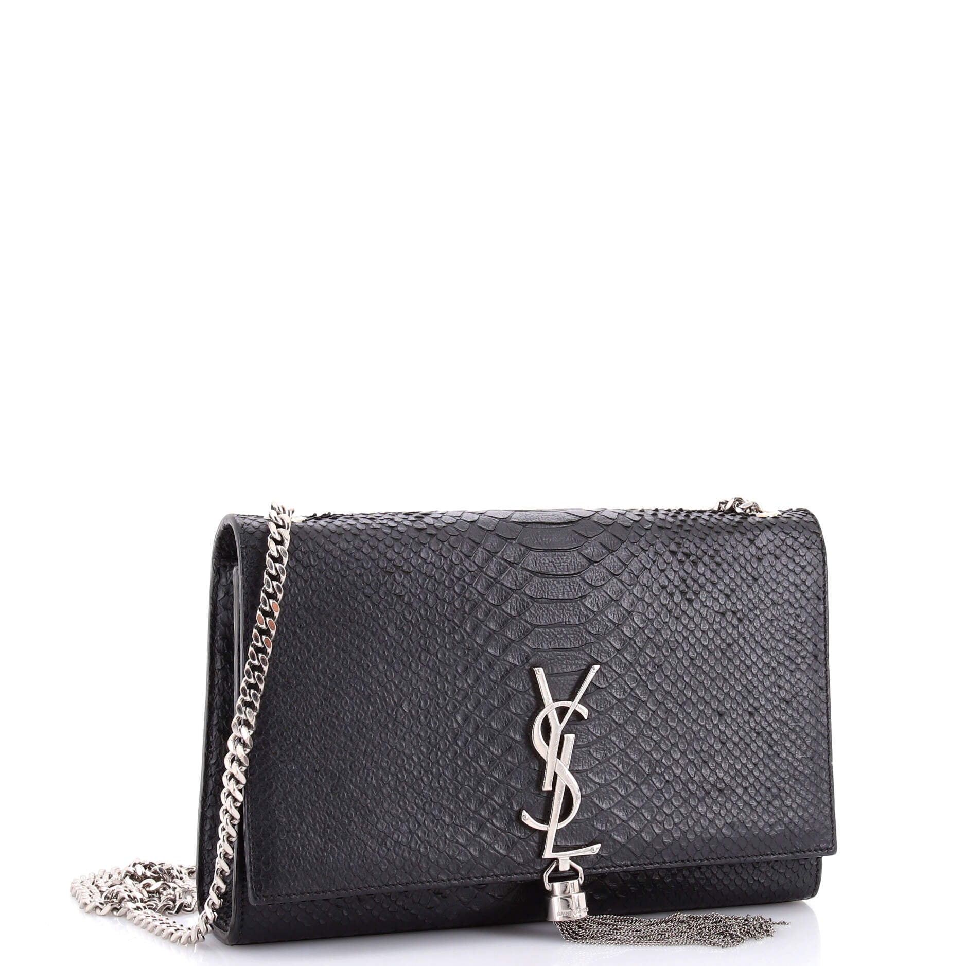Classic Monogram Tassel Crossbody Bag Python Embossed Leather Medium