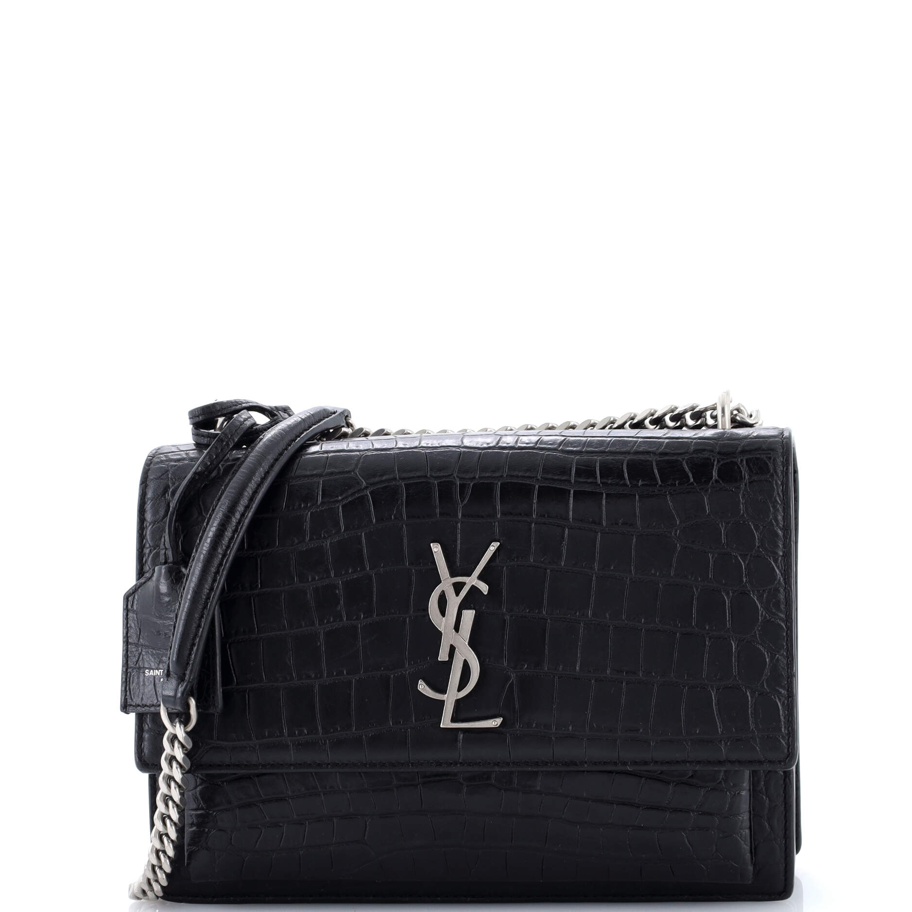 Sunset Crossbody Bag Crocodile Embossed Leather Medium