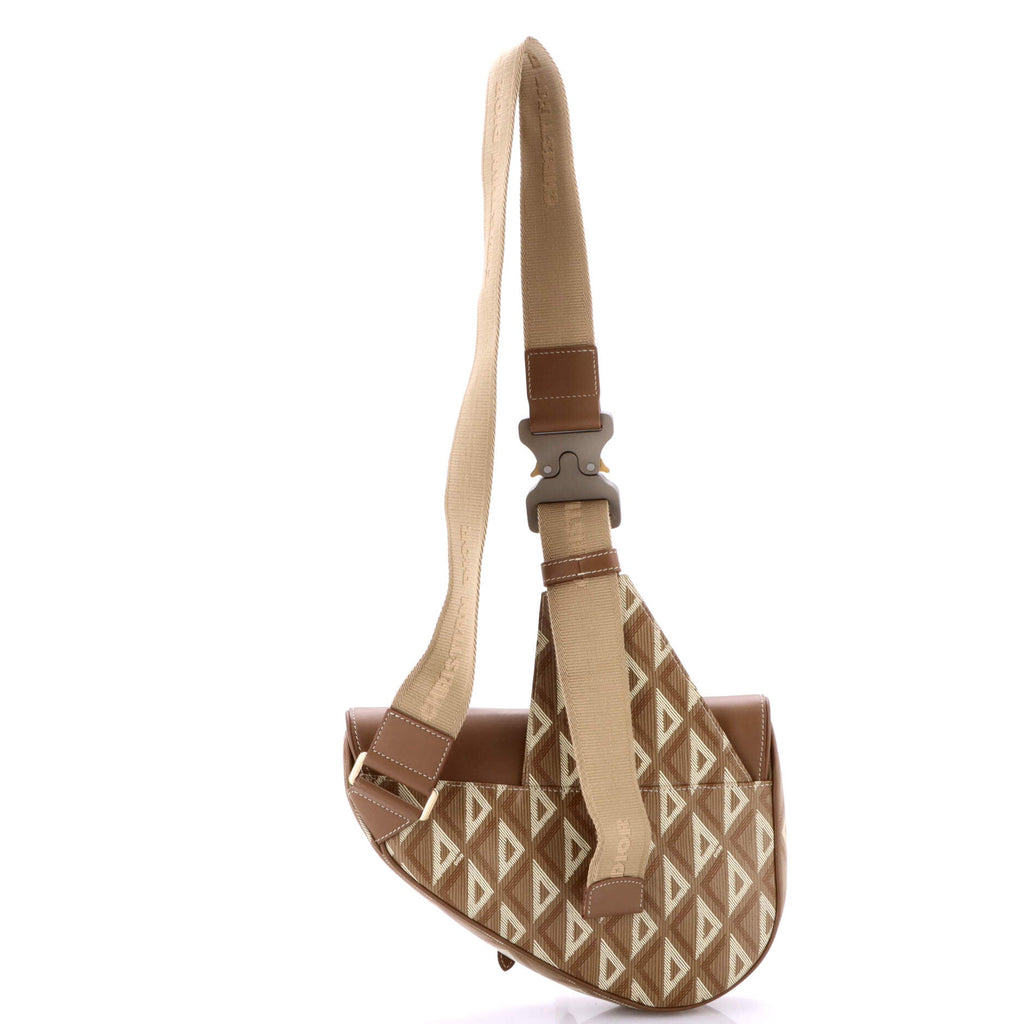 Saddle Crossbody Bag CD Diamond Coated Canvas and Leather