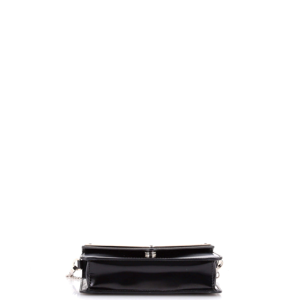 Maxi Triangle Logo Chain Flap Bag Brushed Leather Small