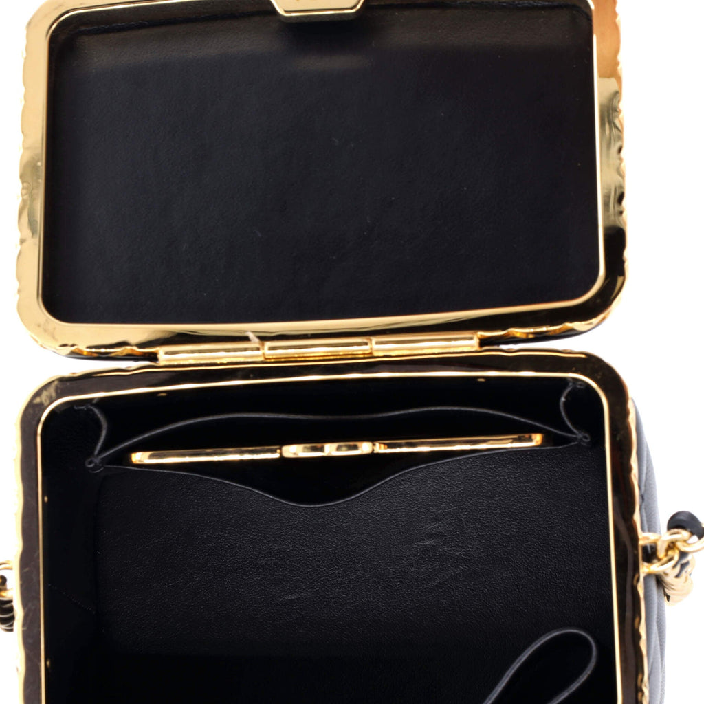 Lock Frame Vanity Case with Chain Quilted Lambskin Small