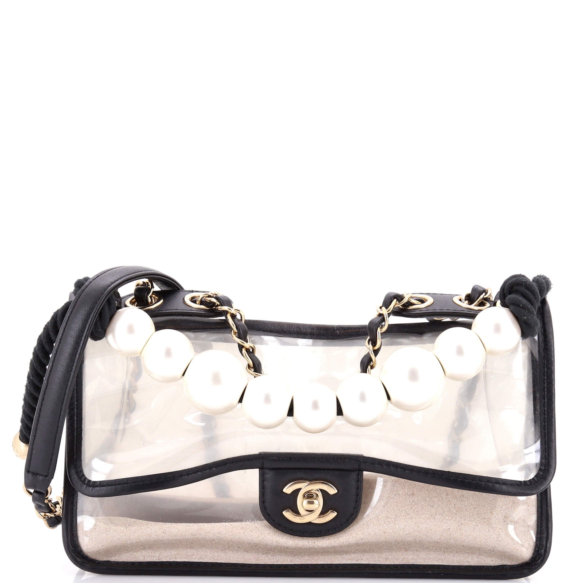 Sand By The Sea Pearl Flap Bag PVC with Lambskin Medium