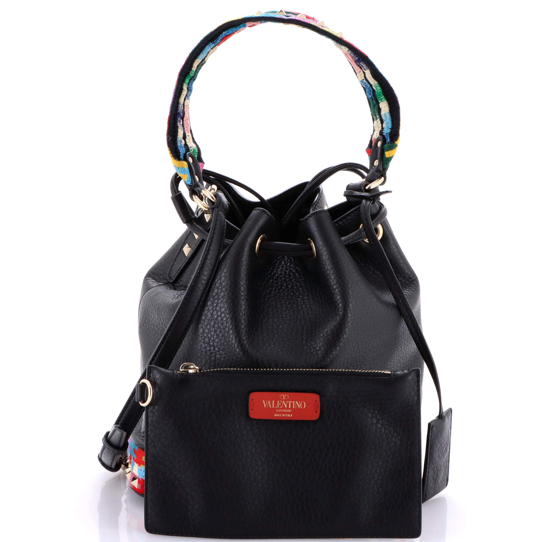 Geo Bucket bag Leather with Embroidered Detail