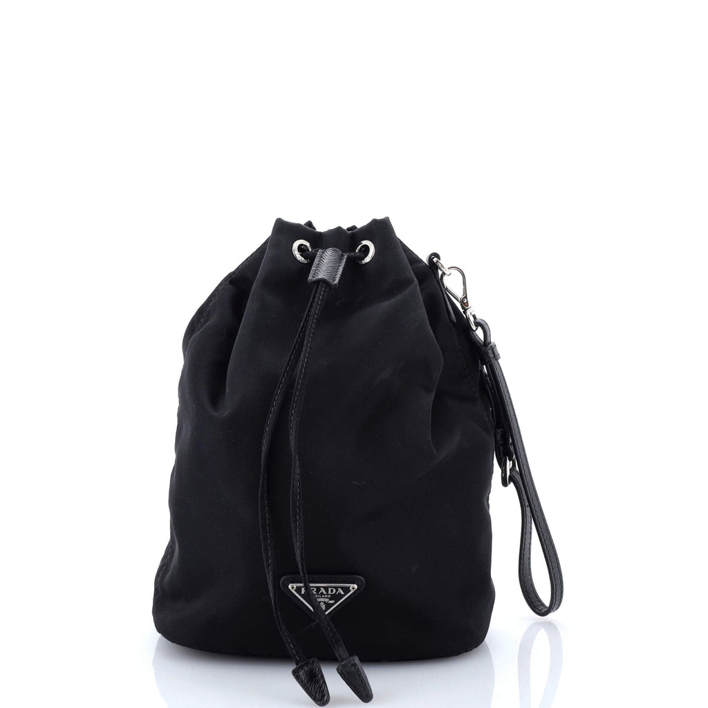 Drawstring Wristlet Bucket Bag Tessuto Small