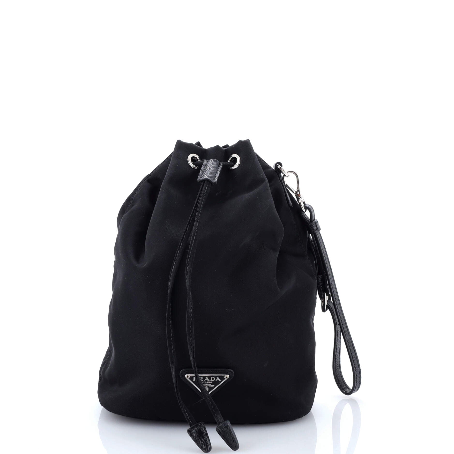 Drawstring Wristlet Bucket Bag Tessuto Small