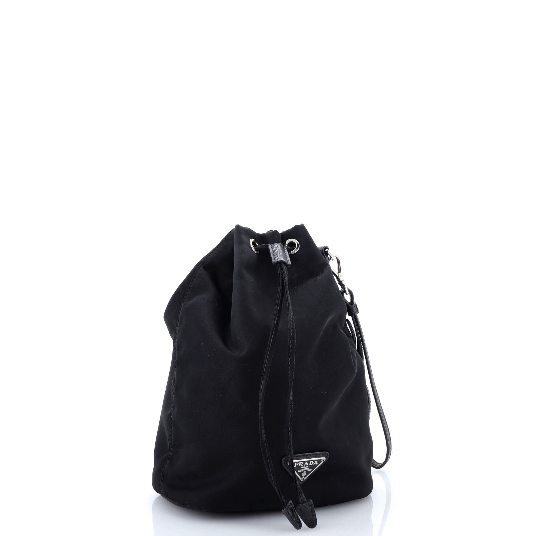 Drawstring Wristlet Bucket Bag Tessuto Small
