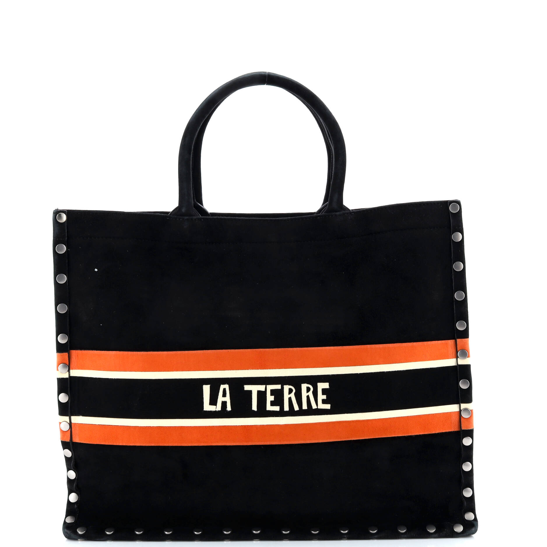 Book Tote Multicolor Studded Suede Large