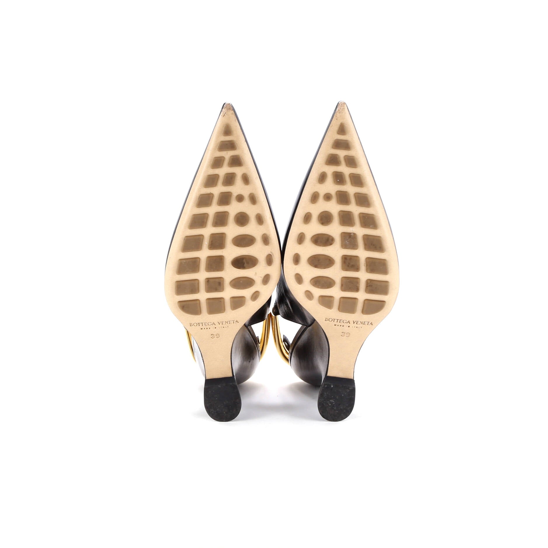 Women's Punta Slingback Wedge Pumps Leather with Metal Detail