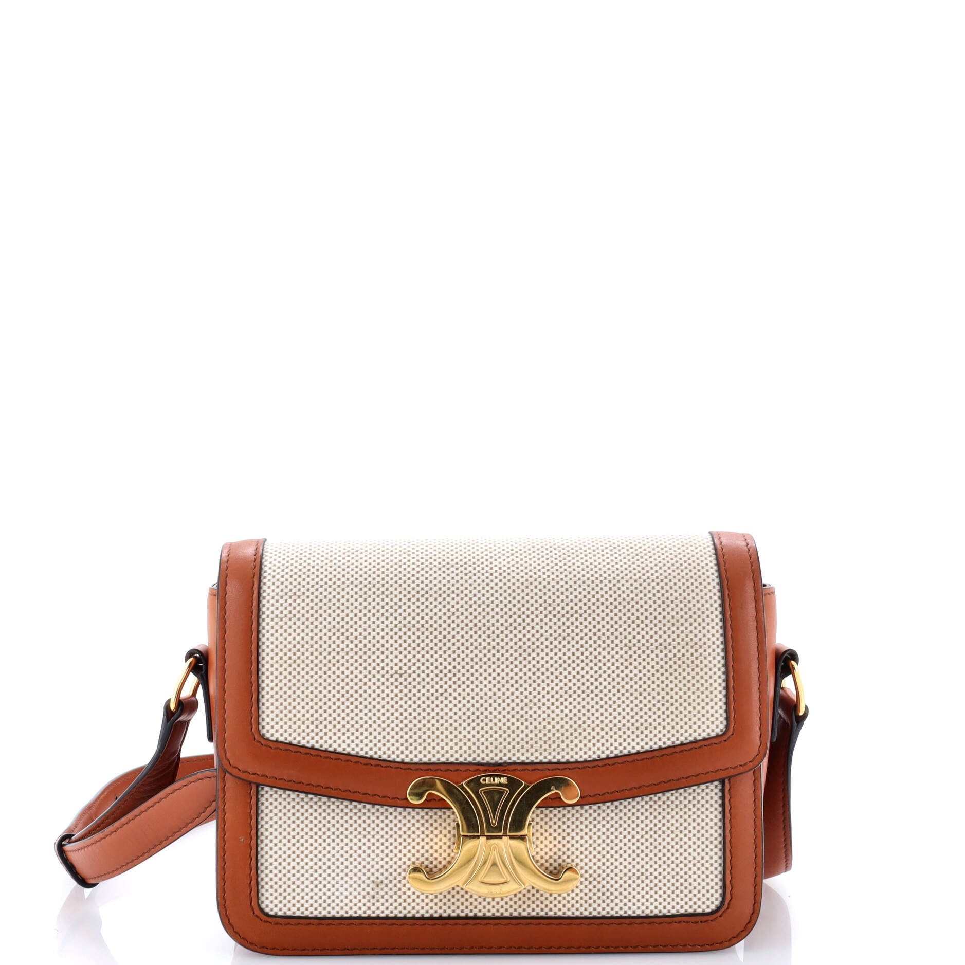 Triomphe Shoulder Bag Canvas with Leather Teen