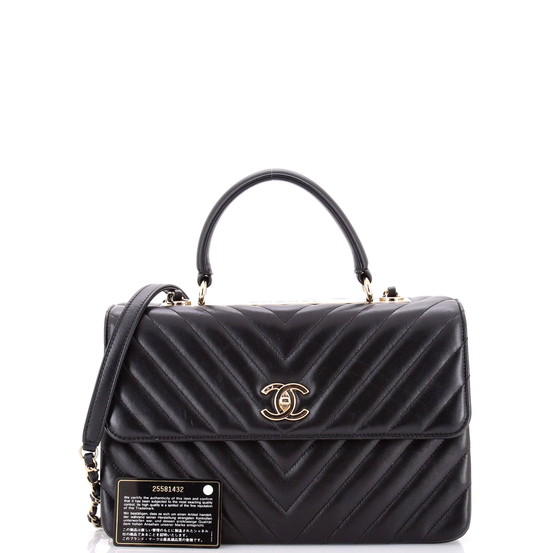 Trendy CC Top Handle Bag Chevron Lambskin Medium
