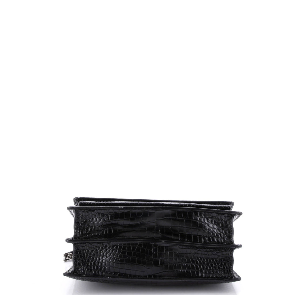 Sunset Crossbody Bag Crocodile Embossed Leather Large