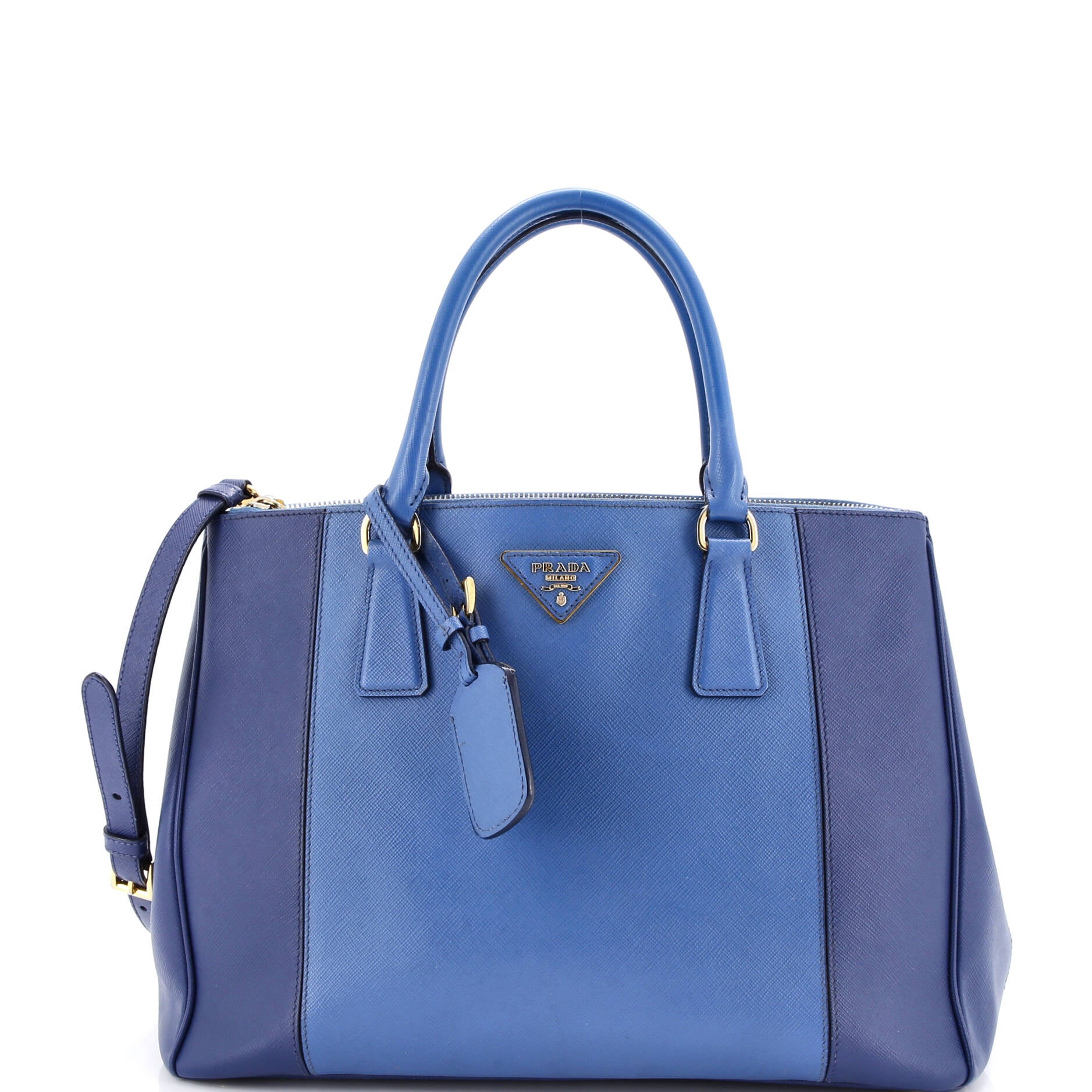 Bicolor Double Zip Lux Tote Saffiano Leather Medium