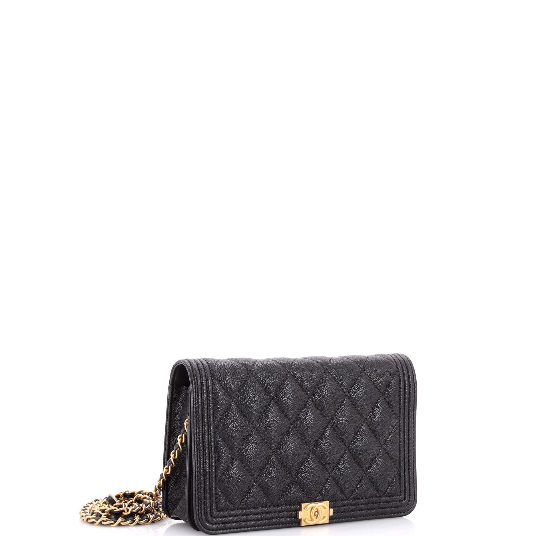 Boy Wallet on Chain Quilted Caviar