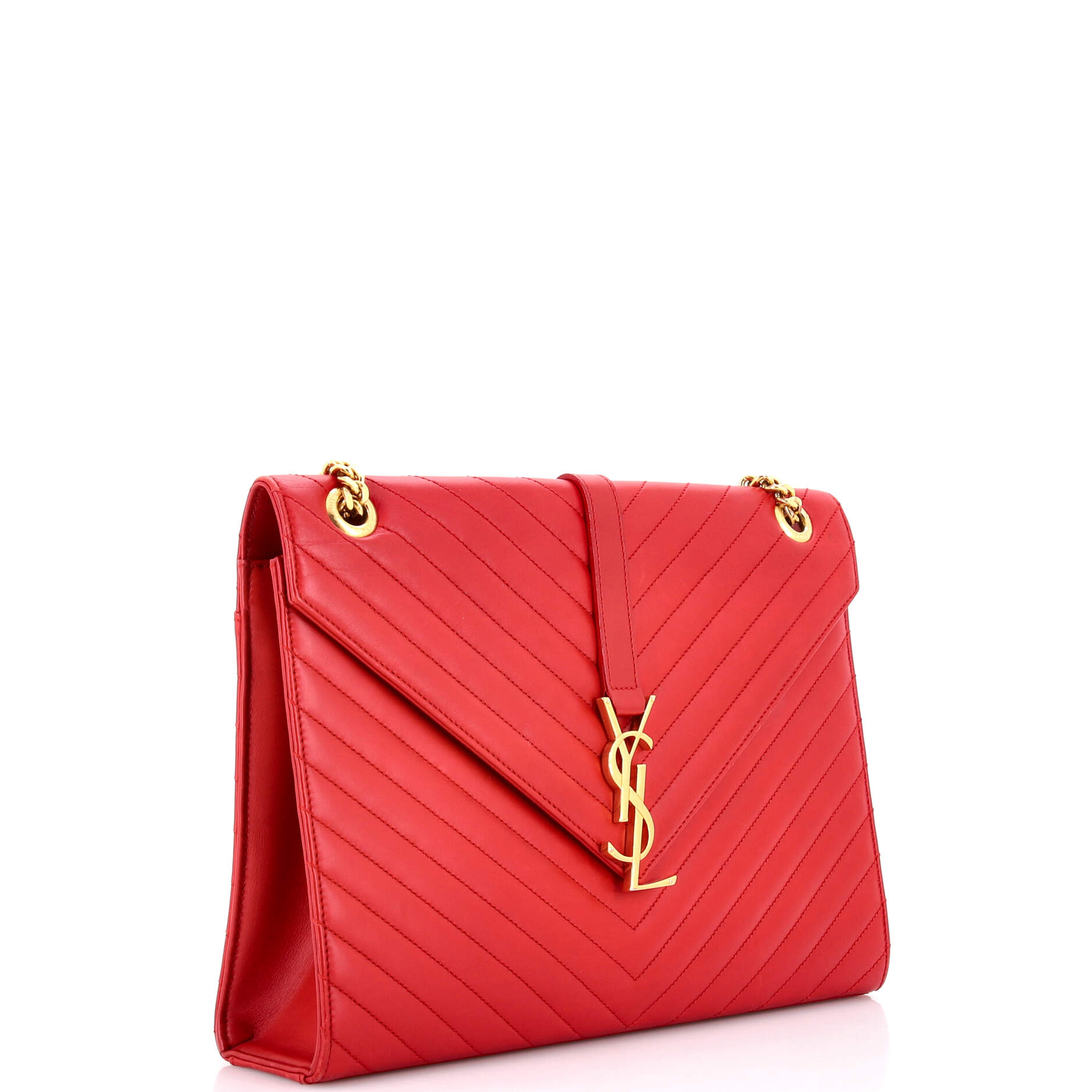 Classic Monogram Envelope Satchel Matelasse Chevron Leather Large
